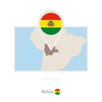 Rectangular map of Bolivia with pin icon of Bolivia vector