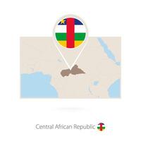 Rectangular map of Central African Republic with pin icon of CAR vector