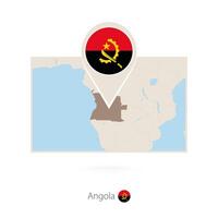 Rectangular map of Angola with pin icon of Angola vector