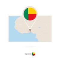 Rectangular map of Benin with pin icon of Benin vector