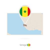 Rectangular map of Senegal with pin icon of Senegal vector