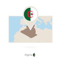 Rectangular map of Algeria with pin icon of Algeria vector