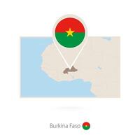 Rectangular map of Burkina Faso with pin icon of Burkina Faso vector
