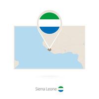 Rectangular map of Sierra Leone with pin icon of Sierra Leone vector