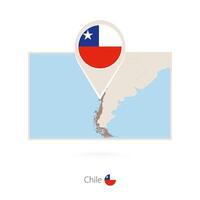 Rectangular map of Chile with pin icon of Chile vector