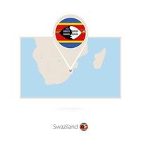 Rectangular map of Swaziland with pin icon of Swaziland vector