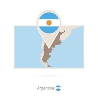 Rectangular map of Argentina with pin icon of Argentina vector
