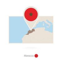 Rectangular map of Morocco with pin icon of Morocco vector