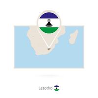 Rectangular map of Lesotho with pin icon of Lesotho vector