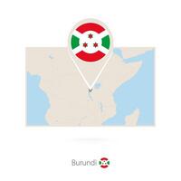 Rectangular map of Burundi with pin icon of Burundi vector