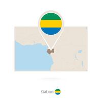 Rectangular map of Gabon with pin icon of Gabon vector