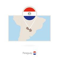Rectangular map of Paraguay with pin icon of Paraguay vector