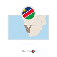 Rectangular map of Namibia with pin icon of Namibia vector