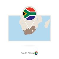 Rectangular map of South Africa with pin icon of South Africa vector