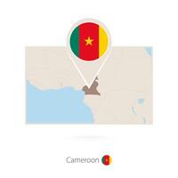 Rectangular map of Cameroon with pin icon of Cameroon vector
