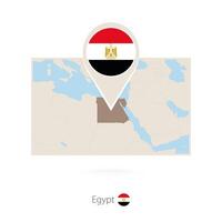 Rectangular map of Egypt with pin icon of Egypt vector