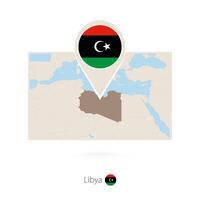 Rectangular map of Libya with pin icon of Libya vector