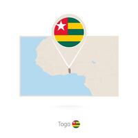 Rectangular map of Togo with pin icon of Togo vector