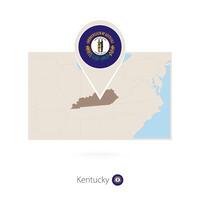 Rectangular map of US state Kentucky with pin icon of Kentucky vector