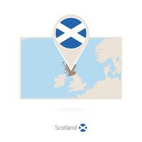 Rectangular map of Scotland with pin icon of Scotland vector