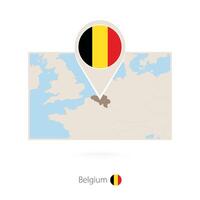Rectangular map of Belgium with pin icon of Belgium vector