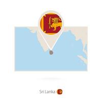 Rectangular map of Sri Lanka with pin icon of Sri Lanka vector
