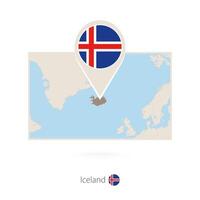 Rectangular map of Iceland with pin icon of Iceland vector