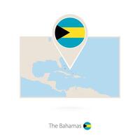 Rectangular map of The Bahamas with pin icon of The Bahamas vector