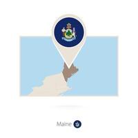 Rectangular map of US state Maine with pin icon of Maine vector
