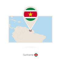 Rectangular map of Suriname with pin icon of Suriname vector