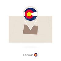 Rectangular map of US state Colorado with pin icon of Colorado vector