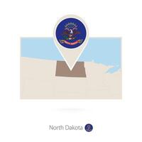 Rectangular map of US state North Dakota with pin icon of North Dakota vector