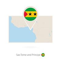 Rectangular map of Sao Tome and Principe with pin icon of Sao Tome and Principe vector