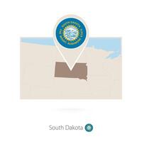 Rectangular map of US state South Dakota with pin icon of South Dakota vector