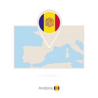 Rectangular map of Andorra with pin icon of Andorra vector