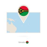 Rectangular map of Vanuatu with pin icon of Vanuatu vector