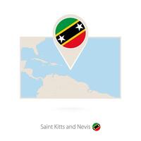 Rectangular map of Saint Kitts and Nevis with pin icon of Saint Kitts and Nevis vector