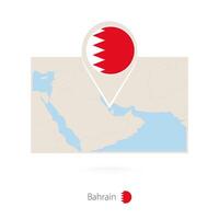 Rectangular map of Bahrain with pin icon of Bahrain vector