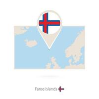 Rectangular map of Faroe Islands with pin icon of Faroe Islands vector