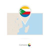 Rectangular map of Comoros with pin icon of Comoros vector