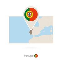Rectangular map of Portugal with pin icon of Portugal vector
