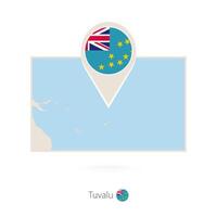 Rectangular map of Tuvalu with pin icon of Tuvalu vector