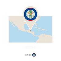 Rectangular map of Belize with pin icon of Belize vector