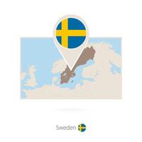 Rectangular map of Sweden with pin icon of Sweden vector