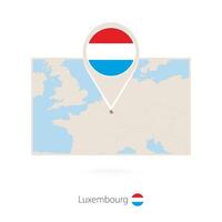Rectangular map of Luxembourg with pin icon of Luxembourg vector