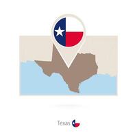 Rectangular map of US state Texas with pin icon of Texas vector