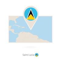 Rectangular map of Saint Lucia with pin icon of Saint Lucia vector