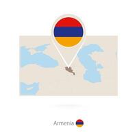Rectangular map of Armenia with pin icon of Armenia vector