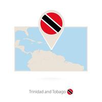 Rectangular map of Trinidad and Tobago with pin icon of Trinidad and Tobago vector