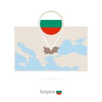 Rectangular map of Bulgaria with pin icon of Bulgaria vector